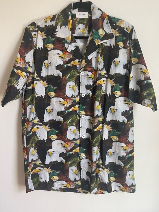 Rhude Other - Rhude Black Multicolor Eagle-Print Short Sleeve Button-Down Shirt
